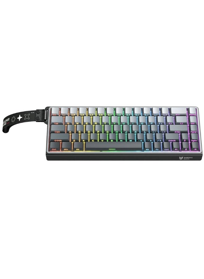 أونيكوما لوحة مفاتيح الألعاب G69 RGB سلكية بمفاتيح مغناطيسية، 68 مفتاحًا، معدل استجابة 8 كيلو هرتز، تصميم منخفض الضوضاء، كابل قابل للفصل من النوع C، عمر افتراضي يصل إلى 50 مليون ضغطة، توافق واسع مع أنظمة التشغيل - Image 1
